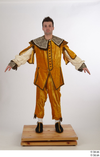  Photos Man in Historical Dress 17 16th century Medieval clothing a poses brown suit whole body 0001.jpg
